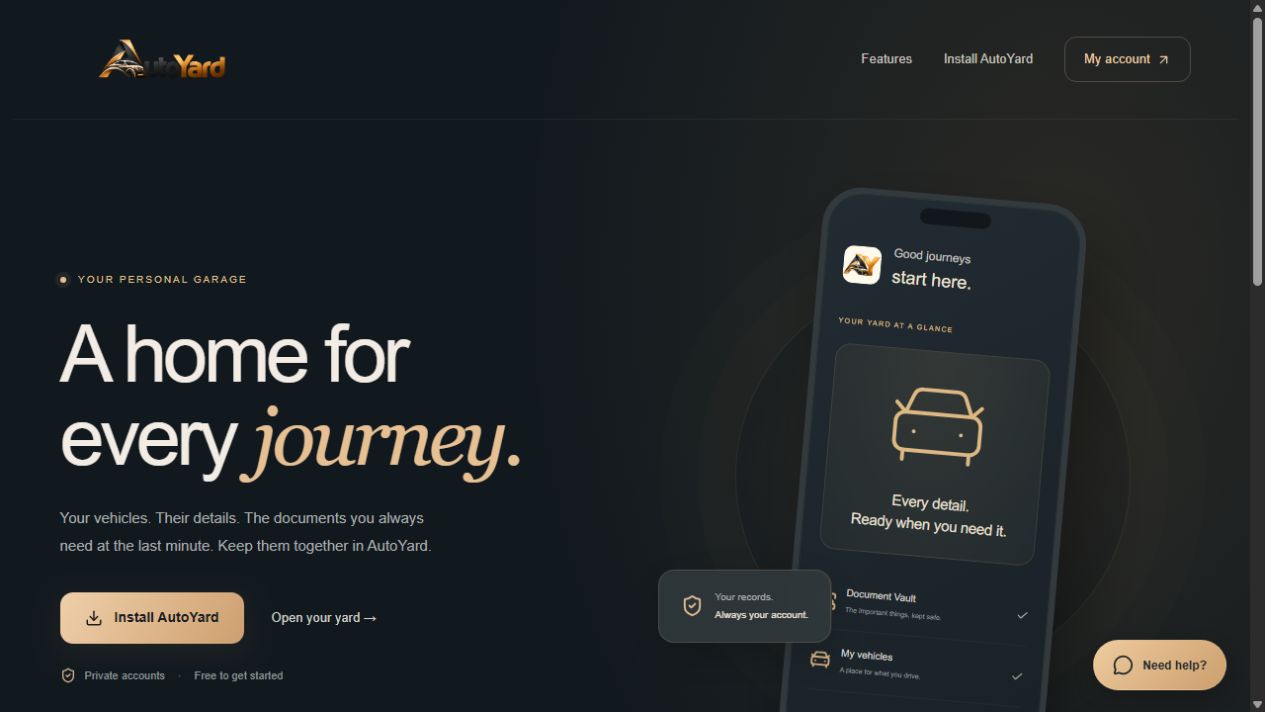 Preview of the AutoYard demo website