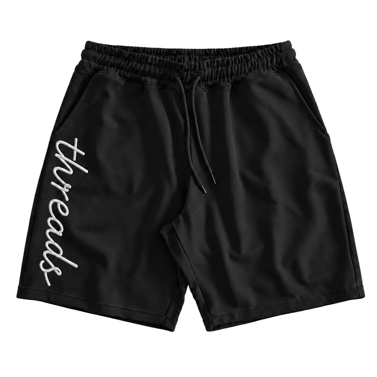 Black shorts with white threads embroidery